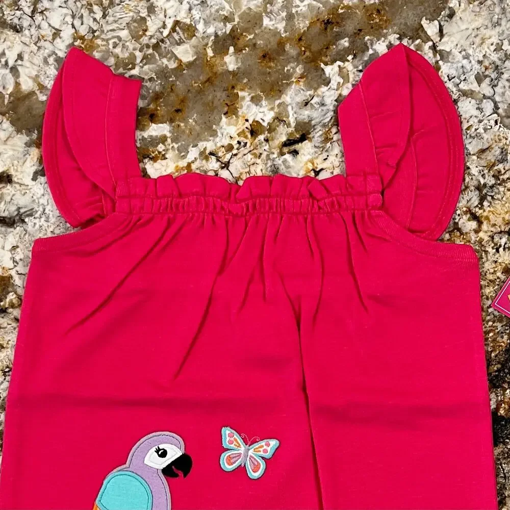 NWT Gymboree Parrot Ruffle Top & Tropical Flower Bubble Shorts